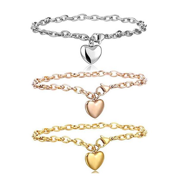 charm bracelets heart bracelet for women stainless steel couple woman accessories gold chain on hand fahion jewelry wholesale, Golden;silver
charm bracelets heart bracelet for women stainless steel couple woman accessories gold chain on hand fahion jewelry wholesale, Golden;silver