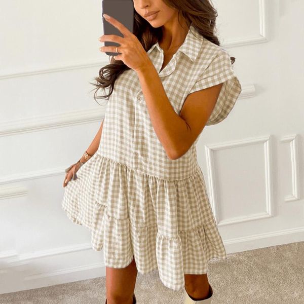 women's swimwear women dresses elegant plaid printing ruffle turndown collar dress mini plus size loose vestidos mujer verano 2021, White;black
women's swimwear women dresses elegant plaid printing ruffle turndown collar dress mini plus size loose vestidos mujer verano 2021, White;black
