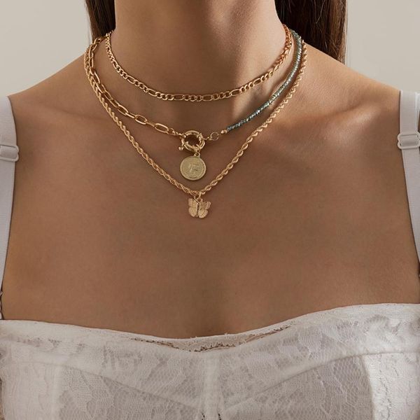 pendant necklaces 2021 hip-hop cool gold crystal beads chokers vintage butterfly chain women necklace wholesale, Silver
pendant necklaces 2021 hip-hop cool gold crystal beads chokers vintage butterfly chain women necklace wholesale, Silver