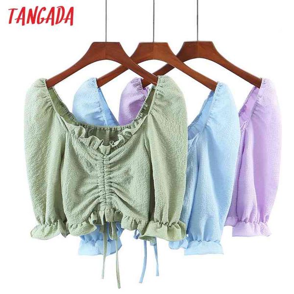 women retro candy color pleated crop short sleeve summer chic female slim shirt qb50 210416, White
women retro candy color pleated crop short sleeve summer chic female slim shirt qb50 210416, White