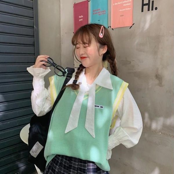 women's vests two piece suit / one college style korean loose petal sleeve knitted vest long shirt fashion, Black;white
women's vests two piece suit / one college style korean loose petal sleeve knitted vest long shirt fashion, Black;white