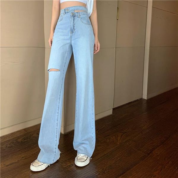 women's jeans women clothing vintage korean version high-waisted hole pants casual loose double-waisted retro wide-legged 987c, Blue
women's jeans women clothing vintage korean version high-waisted hole pants casual loose double-waisted retro wide-legged 987c, Blue