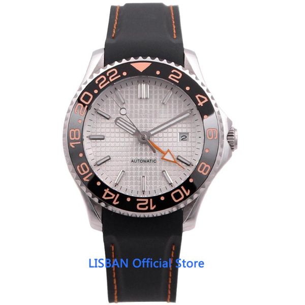 wristwatches 41mm white dial automatic mechanical mens gmt watch rubber strap luminous military calendar clock wristwatch men, Slivery;brown
wristwatches 41mm white dial automatic mechanical mens gmt watch rubber strap luminous military calendar clock wristwatch men, Slivery;brown
