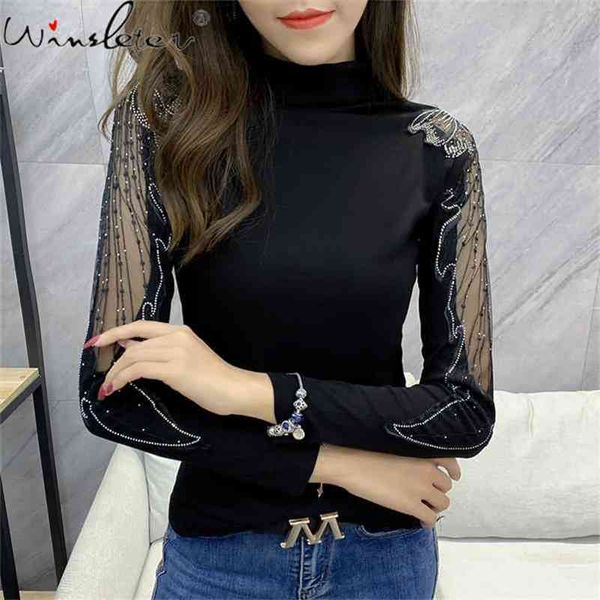 fall winter european style t-shirt fashion turtleneck transparent shiny cotton diamonds women ropa mujer tees t09206l 210401, White
fall winter european style t-shirt fashion turtleneck transparent shiny cotton diamonds women ropa mujer tees t09206l 210401, White
