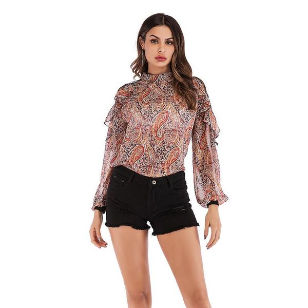 women's blouses & shirts vintage office lady blouse women spring ruffles versatile chiffon flower shirt turtleneck lantern sleeve, White
women's blouses & shirts vintage office lady blouse women spring ruffles versatile chiffon flower shirt turtleneck lantern sleeve, White