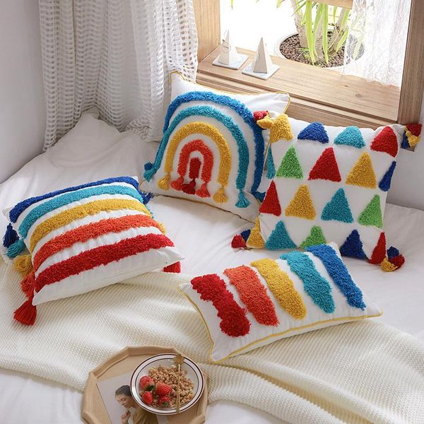 sofa pillow nordic rainbow tassel bohemian cushion homestay living room waist decoration cushion/decorative
sofa pillow nordic rainbow tassel bohemian cushion homestay living room waist decoration cushion/decorative