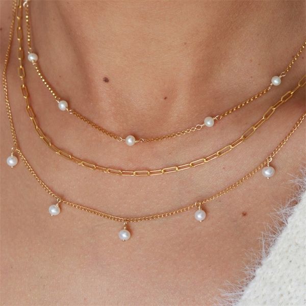 natural pearl 14k filled handmade gold choker boho chain collier femme kolye collares women necklace, Silver
natural pearl 14k filled handmade gold choker boho chain collier femme kolye collares women necklace, Silver