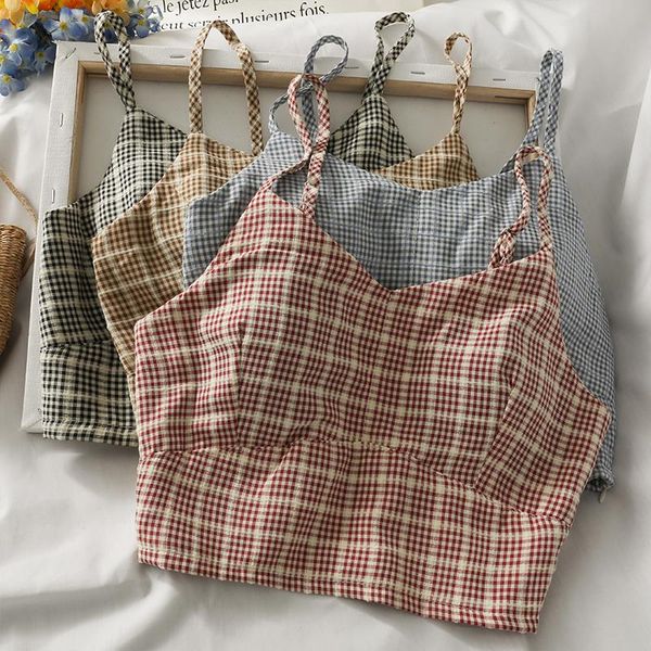 women's tanks & camis 2021 summer plaid short cropped umbilical all-match chest wrap camisole fold slimming top, White
women's tanks & camis 2021 summer plaid short cropped umbilical all-match chest wrap camisole fold slimming top, White