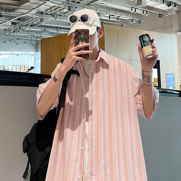 striped shirt men korean fashion loose business casual harajuku social evening dress formal short sleeve men's shirts, White;black
striped shirt men korean fashion loose business casual harajuku social evening dress formal short sleeve men's shirts, White;black
