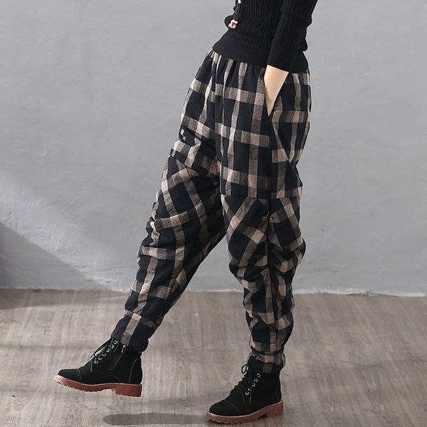 women's jeans women winter plaid thickened cotton hemp loose baggy pants worn outside wrinkled vintage harlem gcrr, Blue
women's jeans women winter plaid thickened cotton hemp loose baggy pants worn outside wrinkled vintage harlem gcrr, Blue