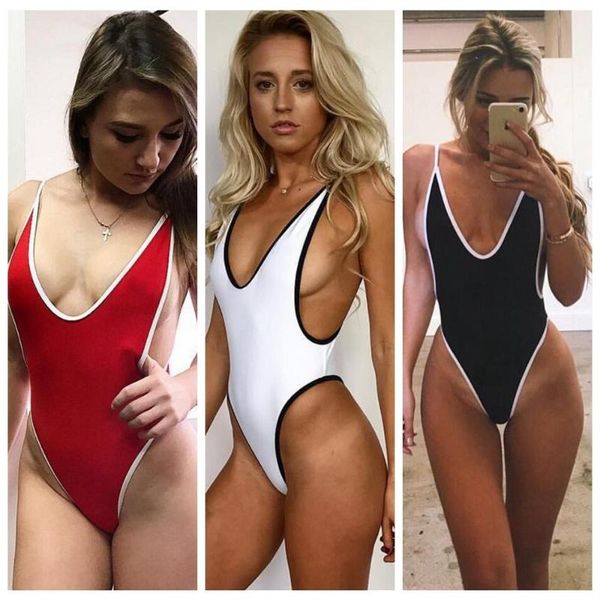 women's swimwear super open back triangle one piece swimsuit, White;black 
women's swimwear super open back triangle one piece swimsuit, White;black