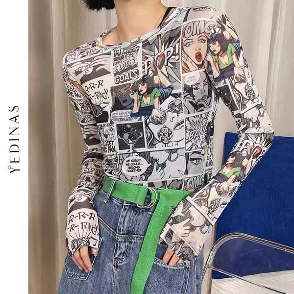 yedinas vintage comic movie print t shirt long sleeve mesh women y2k streetwear see through thin soft tee european 210527, White
yedinas vintage comic movie print t shirt long sleeve mesh women y2k streetwear see through thin soft tee european 210527, White