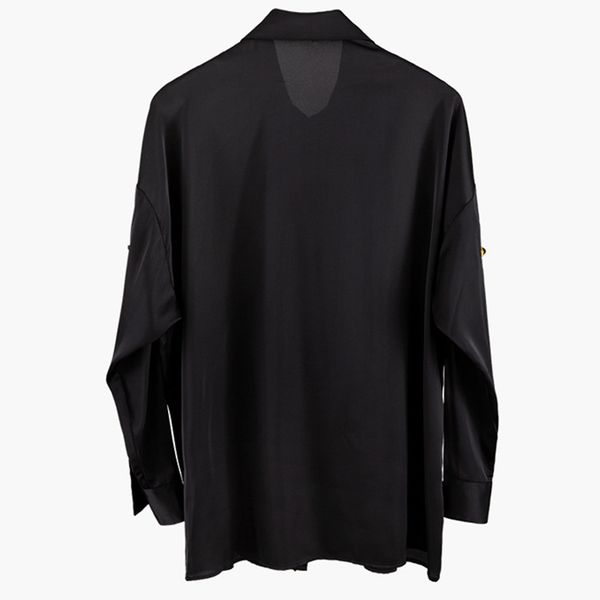 women's blouses & shirts women brooch pins blouse oversize loose long satin ruched shirt 1 j9p5, White
women's blouses & shirts women brooch pins blouse oversize loose long satin ruched shirt 1 j9p5, White