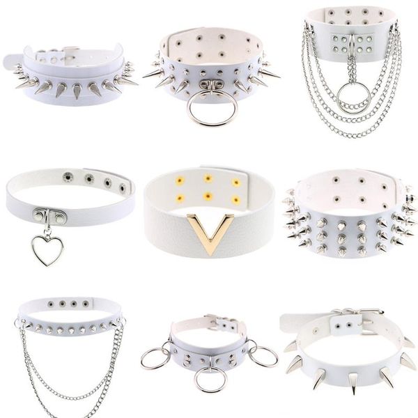 chokers 2021 punk white pu leather necklaces for women round spike rivet studded necklace body collar party gifts jewelry, Golden;silver
chokers 2021 punk white pu leather necklaces for women round spike rivet studded necklace body collar party gifts jewelry, Golden;silver