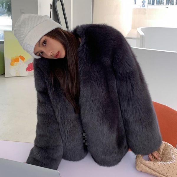 women's fur & faux mid-length women real coat v-neck dark grey natural whole skin genuine jacket thick warm overcoats luxury, Black
women's fur & faux mid-length women real coat v-neck dark grey natural whole skin genuine jacket thick warm overcoats luxury, Black