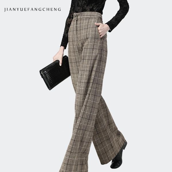 trousers women high waist wide leg pants plus size wool ladies 2021 streetwear thick winter pantalon plaid women's & capris, Black;white
trousers women high waist wide leg pants plus size wool ladies 2021 streetwear thick winter pantalon plaid women's & capris, Black;white