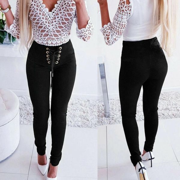 women's high waist slim fit solid long pants bandage button trousers women ol & capris, Black;white
women's high waist slim fit solid long pants bandage button trousers women ol & capris, Black;white