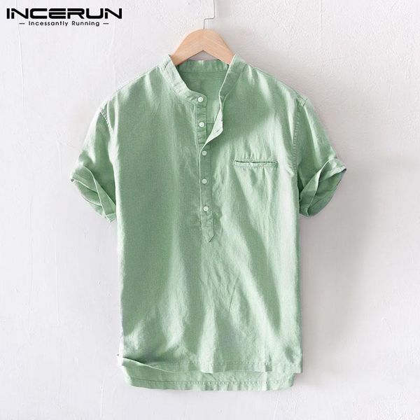 men's casual shirts incerun men shirt cotton stand collar solid color streetwear short sleeve harajuku clothing 2021 summer camisas s-3, White;black
men's casual shirts incerun men shirt cotton stand collar solid color streetwear short sleeve harajuku clothing 2021 summer camisas s-3, White;black