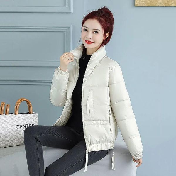 women's down & parkas fashion casual ultralight thin short jacket women chic black white zip-up coat ladies winter thick warm cropped o