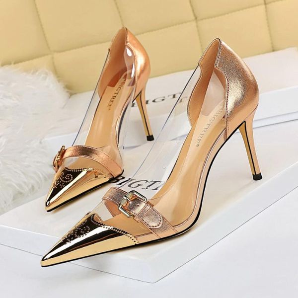 women 8.5cm high heels wedding bridal tacons pointed toe metal pumps lady buckle scarpins stripper transparent shoes dress, Black
women 8.5cm high heels wedding bridal tacons pointed toe metal pumps lady buckle scarpins stripper transparent shoes dress, Black