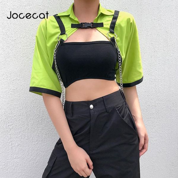 women's jackets punk gothic neon color crop jacket wpmen streetwear single button patchwork metal chain short sleeve summer coat female, Black;brown
women's jackets punk gothic neon color crop jacket wpmen streetwear single button patchwork metal chain short sleeve summer coat female, Black;brown