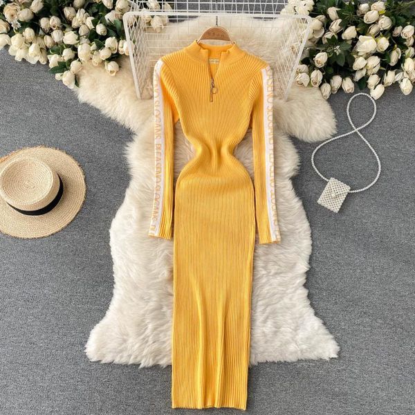 casual dresses singreiny female korean knitted dress long sleeve zipper stand collar elastic slim fashion autumn winter sweater, Black;gray
casual dresses singreiny female korean knitted dress long sleeve zipper stand collar elastic slim fashion autumn winter sweater, Black;gray