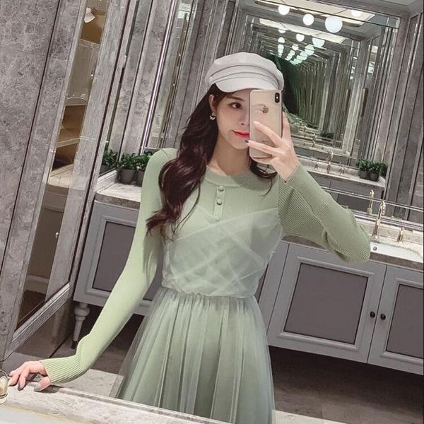 casual dresses women 2021 spring autumn elegant o neck long sleeve sweater knitted dress female mesh patchwork slim vestidos g654, Black;gray
casual dresses women 2021 spring autumn elegant o neck long sleeve sweater knitted dress female mesh patchwork slim vestidos g654, Black;gray