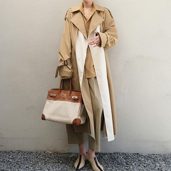 women's trench coats getspring women coat vintage patchwork lace up full sleeve ladies windbreaker loose casual long autumn 2021 fashi, Tan;black
women's trench coats getspring women coat vintage patchwork lace up full sleeve ladies windbreaker loose casual long autumn 2021 fashi, Tan;black