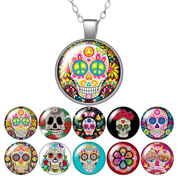 skull flowers patterns punk round pendant necklace 25mm glass cabochon silver color/crystal jewelry women party birthday gift
skull flowers patterns punk round pendant necklace 25mm glass cabochon silver color/crystal jewelry women party birthday gift