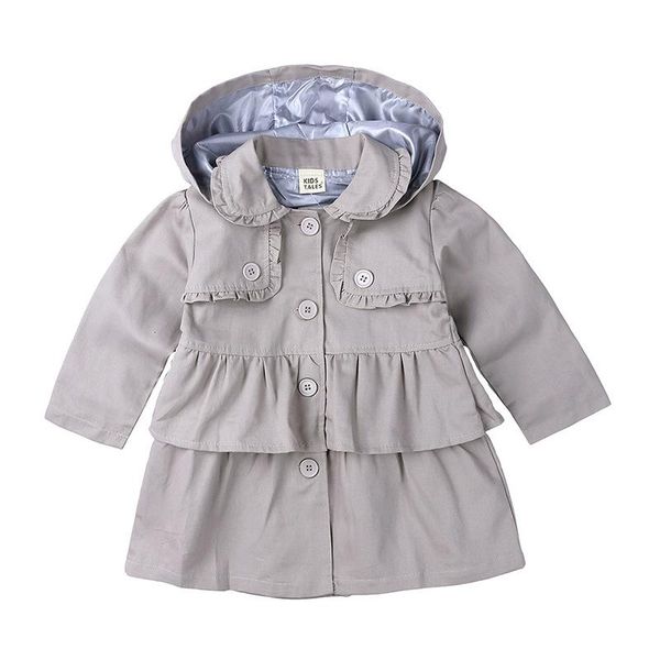 coat infant baby trench kids girl spring autumn fashion hodded windbreaker children ruffle casual jacket outerwear, Blue;gray 
coat infant baby trench kids girl spring autumn fashion hodded windbreaker children ruffle casual jacket outerwear, Blue;gray