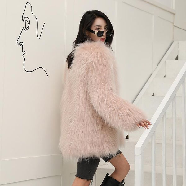 women's fur & faux winter coat female hair medium length real thin korean haining raccoon dog, Black
women's fur & faux winter coat female hair medium length real thin korean haining raccoon dog, Black