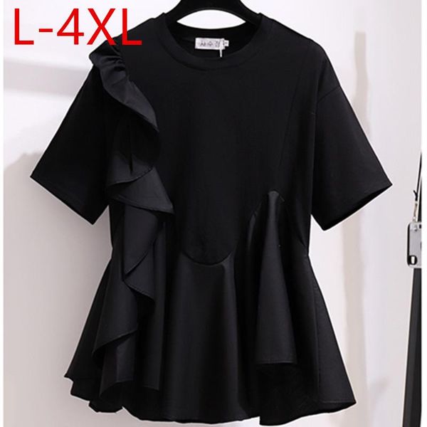 plus size t-shirt summer fashion t-shirts for women black o-neck short sleeve ruffles large loose elegant female l xl 2xl 3xl 4xl
plus size t-shirt summer fashion t-shirts for women black o-neck short sleeve ruffles large loose elegant female l xl 2xl 3xl 4xl