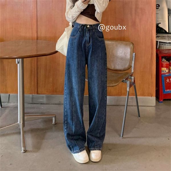 enough people women's drawstring high waist loose leg pants, Blue