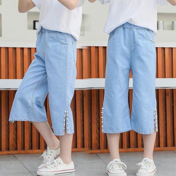 jeans summer wide leg pants for girl pearls kids casual style kid children's clothing 6 8 10 12 14, Blue
jeans summer wide leg pants for girl pearls kids casual style kid children's clothing 6 8 10 12 14, Blue