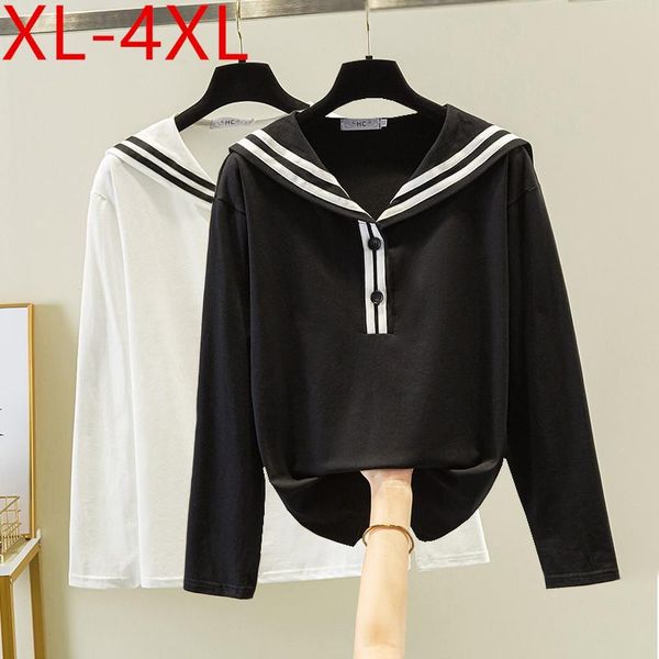 plus size t-shirt missfansiqi spring autumn women sailor collar long sleeve cotton large loose casual tees xl 2xl 3xl 4xl, Black
plus size t-shirt missfansiqi spring autumn women sailor collar long sleeve cotton large loose casual tees xl 2xl 3xl 4xl, Black