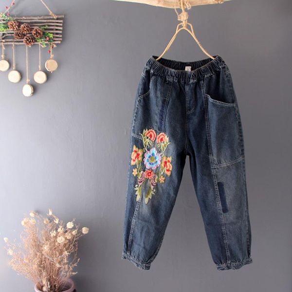 women's jeans embroidery national flower women denim pants jogger fashion casual long loose cotton harem trousers radish, Blue
women's jeans embroidery national flower women denim pants jogger fashion casual long loose cotton harem trousers radish, Blue