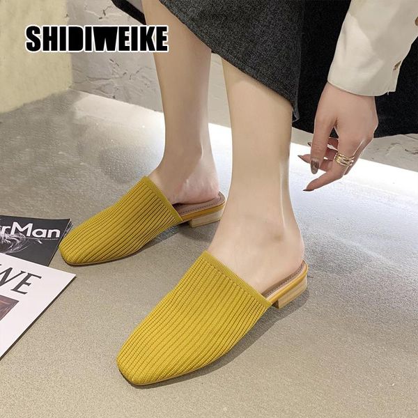 women mules shoes spring summer slippers low square toe knit fabric stretch slip on slides outside sandals va925, Black
women mules shoes spring summer slippers low square toe knit fabric stretch slip on slides outside sandals va925, Black