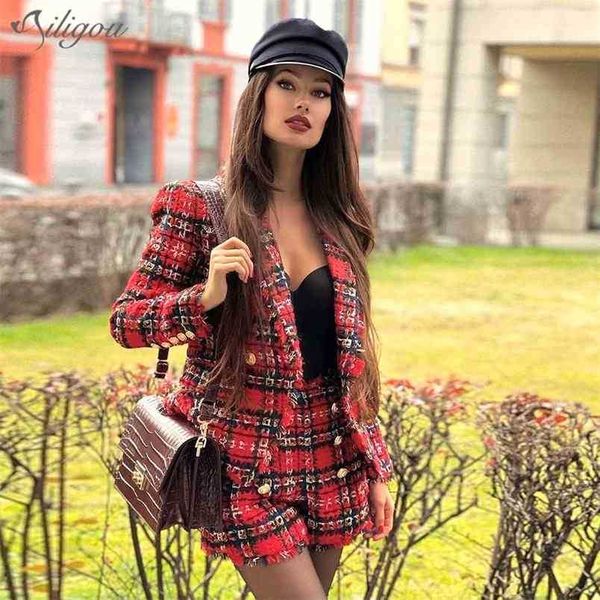 summer style long-sleeved red two-piece suit celebrity designer button fashion women's plaid woolen set 210525, White
summer style long-sleeved red two-piece suit celebrity designer button fashion women's plaid woolen set 210525, White