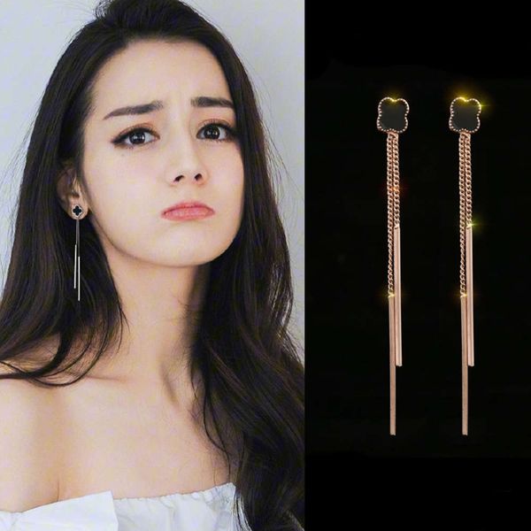 korean fashion four petal flower earrings female 925 silver needle small fresh long tassel ear line sweet earrings, Black
korean fashion four petal flower earrings female 925 silver needle small fresh long tassel ear line sweet earrings, Black