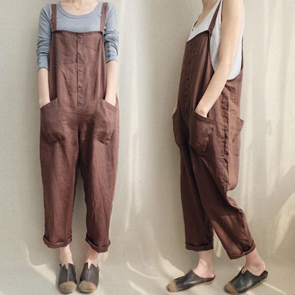 women's jumpsuits & rompers nice oversized women casual sleeveless strappy pockets summer party long playsuit cotton linen overall body, Black;white
women's jumpsuits & rompers nice oversized women casual sleeveless strappy pockets summer party long playsuit cotton linen overall body, Black;white