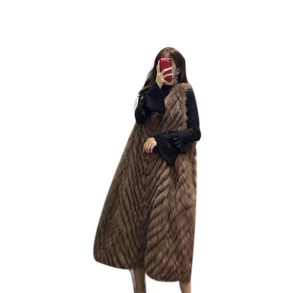 women's fur & faux vest 2021 winter car striped coat woven super long v-neck pullover jacket, Black
women's fur & faux vest 2021 winter car striped coat woven super long v-neck pullover jacket, Black