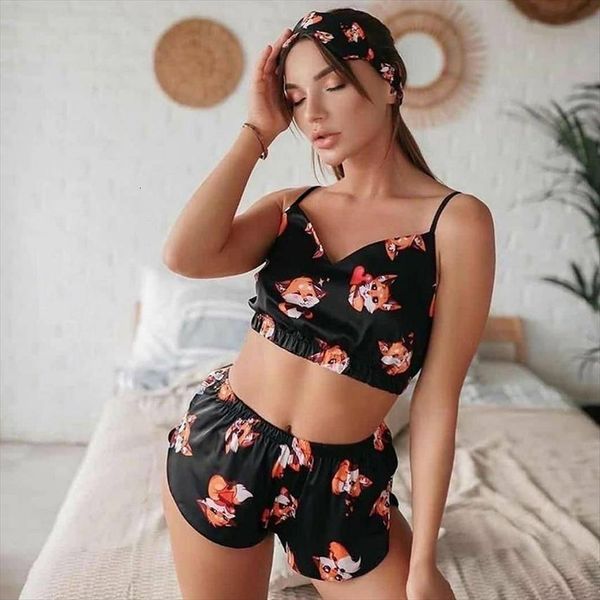 shorts set 2 pcs womens sleepwears pijamas animals pattern pajamas sleeveless v neck crop corset satin woman, Black;red
shorts set 2 pcs womens sleepwears pijamas animals pattern pajamas sleeveless v neck crop corset satin woman, Black;red