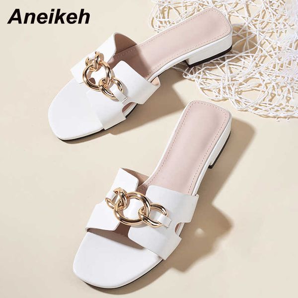 aneikeh women shoes summer fashion slippers pu peep toe square heel rome sandalias metal decoratio bling shallow casual 210615, Black
aneikeh women shoes summer fashion slippers pu peep toe square heel rome sandalias metal decoratio bling shallow casual 210615, Black