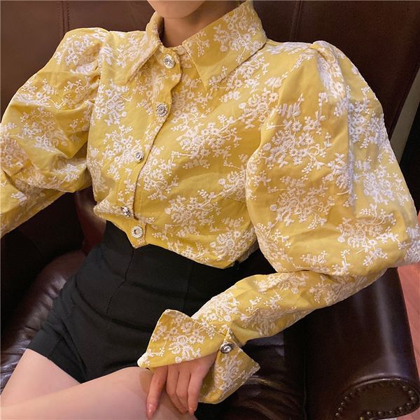 women's knits & tees vintage single breasted neck blouse puff long sleeve fashion slim women shirt summer korean solid blusas, White
women's knits & tees vintage single breasted neck blouse puff long sleeve fashion slim women shirt summer korean solid blusas, White