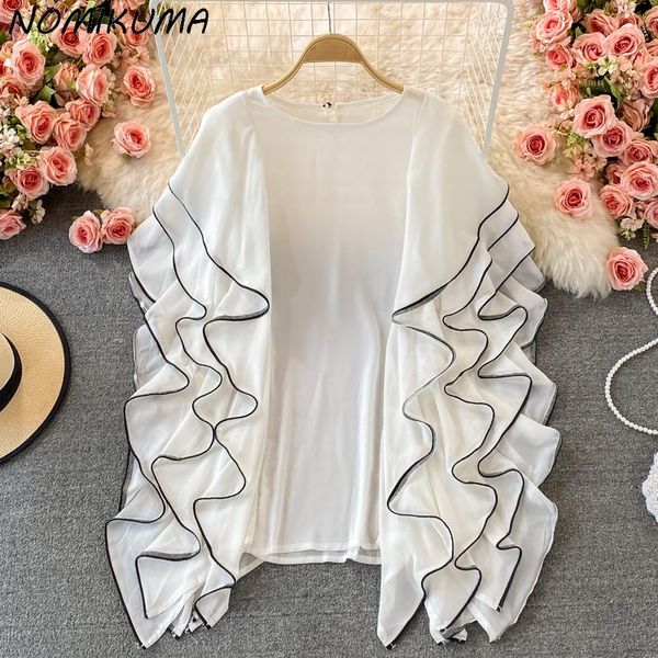 women's blouses & shirts nomikuma hit color ruffle chiffon blouse women causal short sleeve o-neck 2021 fashion elegant blusas shirt, White
women's blouses & shirts nomikuma hit color ruffle chiffon blouse women causal short sleeve o-neck 2021 fashion elegant blusas shirt, White