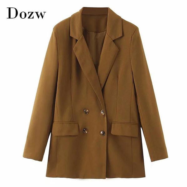 women solid casual double breasted suit blazer ladies office wear long sleeve blazers notched collar pockets jackets women's suits &, White;black
women solid casual double breasted suit blazer ladies office wear long sleeve blazers notched collar pockets jackets women's suits &, White;black