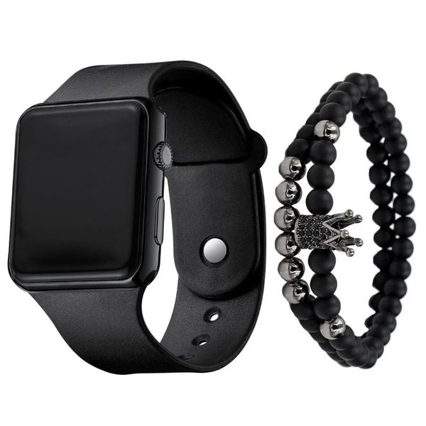 wristwatches 3pcs set men's watches simple led silicone electronic watch + bracelet present goods wrist relogio masculino luxury, Slivery;brown
wristwatches 3pcs set men's watches simple led silicone electronic watch + bracelet present goods wrist relogio masculino luxury, Slivery;brown