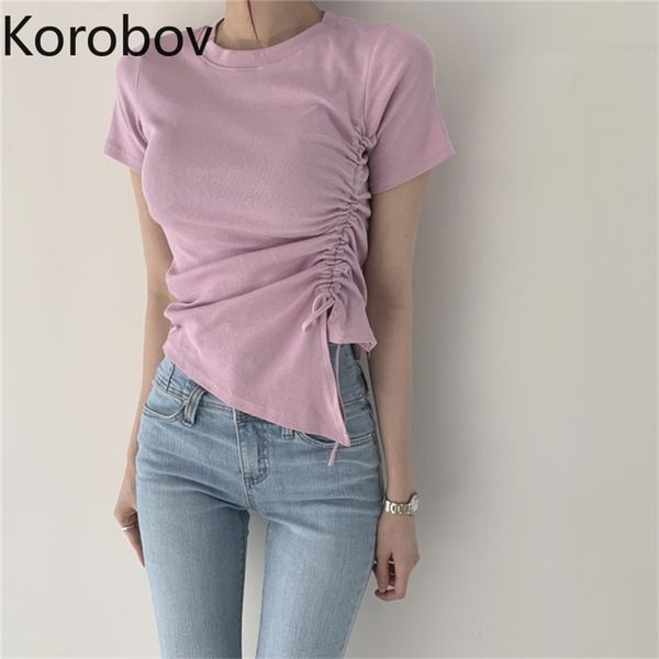 korobov korean sweet draw string slim women t shirts new fashion o neck short sleeve female t shirt vintage tee 210430, White
korobov korean sweet draw string slim women t shirts new fashion o neck short sleeve female t shirt vintage tee 210430, White