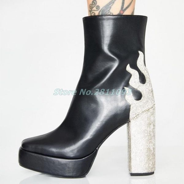 boots black chunky heel rhinestone crystal bing bling zipper ankle booties patckwork matte leather dress women
boots black chunky heel rhinestone crystal bing bling zipper ankle booties patckwork matte leather dress women