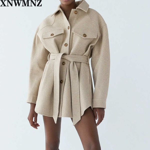 xnwmnz za women fashion with belt loose woolen jacket coat vintage long sleeve side pockets female outerwear chic overcoat 210804, Black;brown
xnwmnz za women fashion with belt loose woolen jacket coat vintage long sleeve side pockets female outerwear chic overcoat 210804, Black;brown